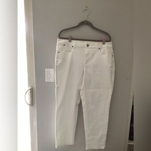 Talbots curvy ankle white jeans.